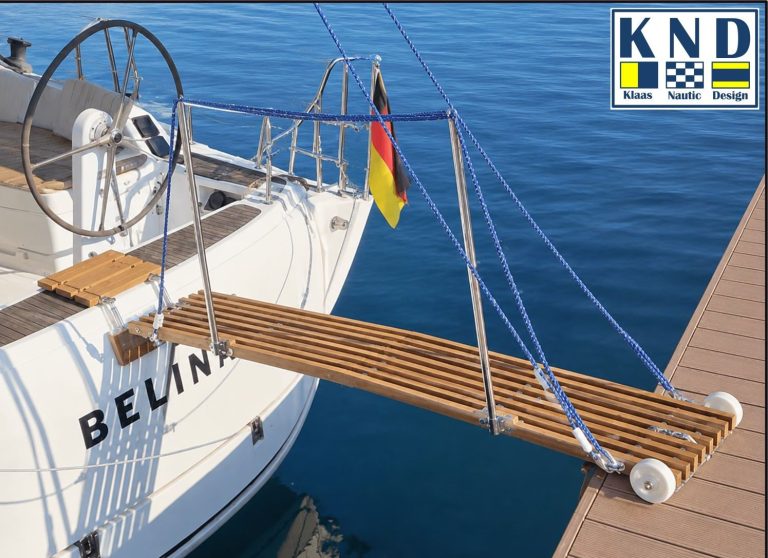 Boot Cockpit Tisch Tischflügel klappbar Boot Cockpit Tisch Guyana Teak Edelstahl V4A , bei eingeklappter Tischplatte nur 150 mm schmal